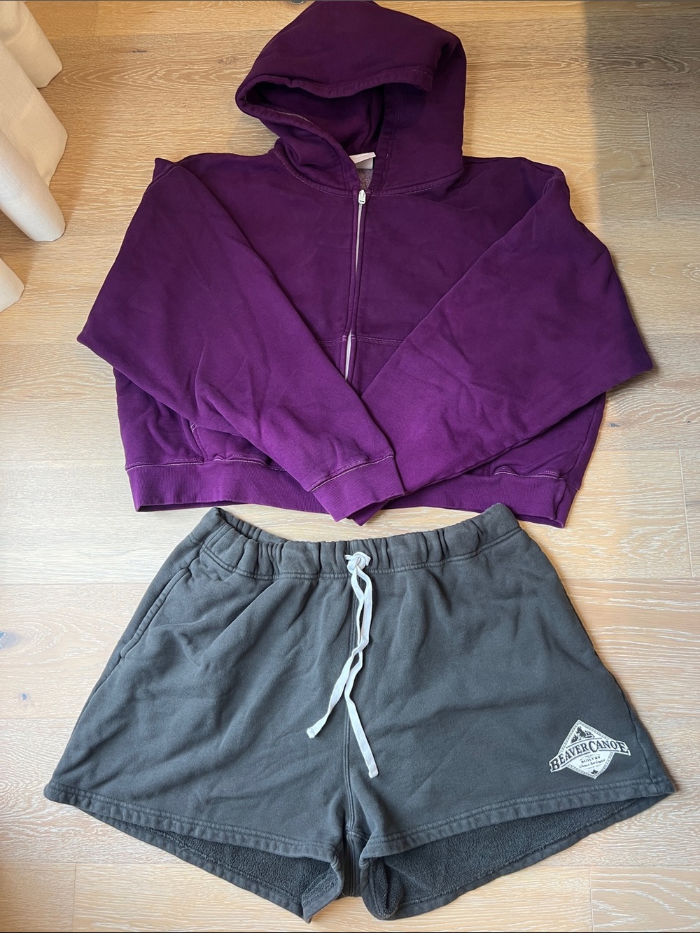TNA Olive Gray Drawstring Fleece Athletic Shorts